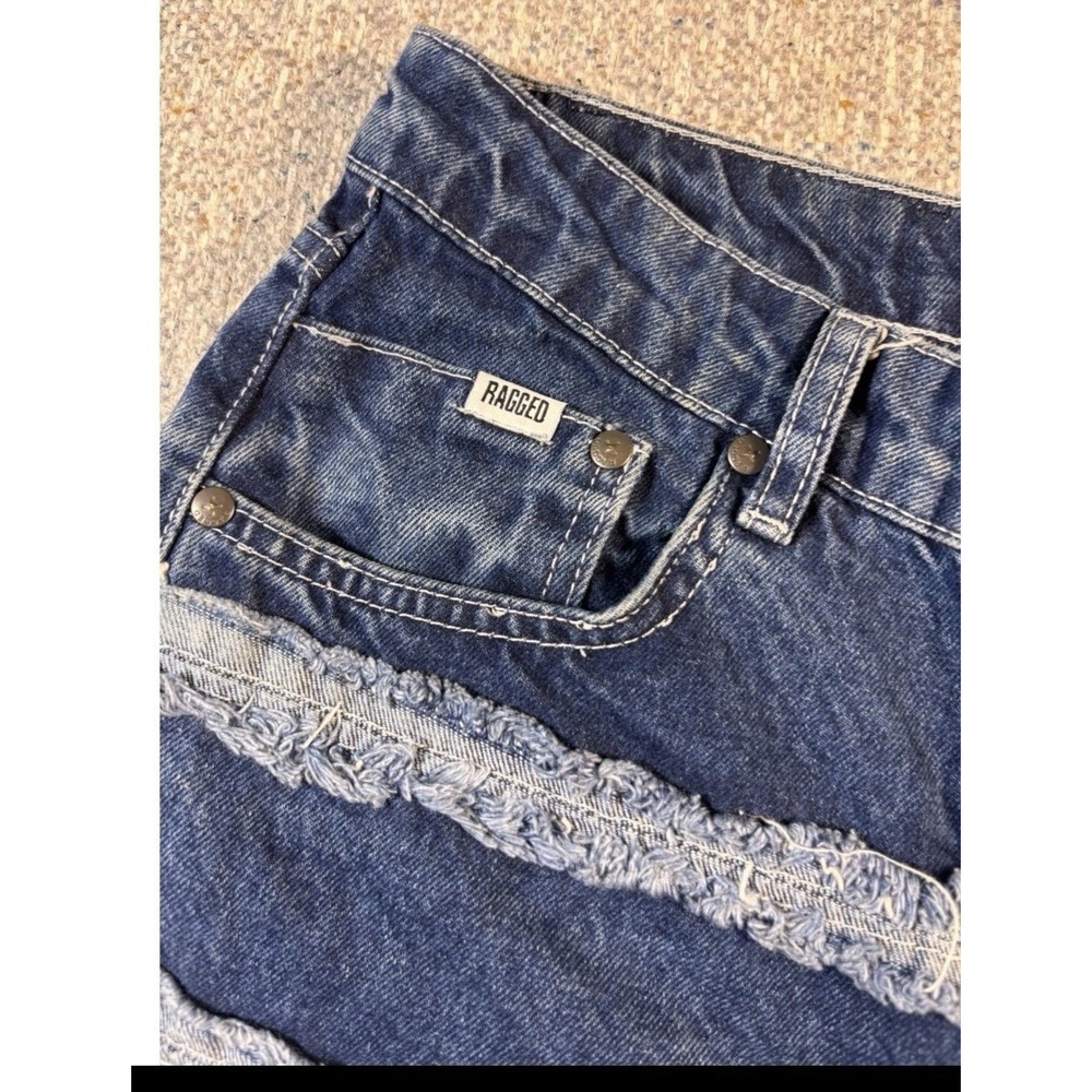 Ragged Jeans Y2K Wide Leg Blue Denim Striped Jeans Womens Size 26 - Picture 2 of 8